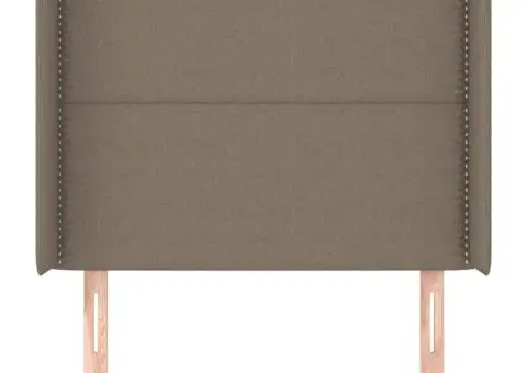 Tăblie de pat cu aripioare gri taupe 83x16x118/128 cm textil - 3/5