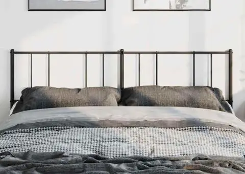 Tăblie de pat metalică, negru, 180 cm - 3/5