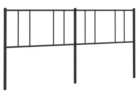 Tăblie de pat metalică, negru, 180 cm - 4/5