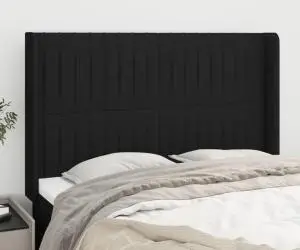 vidaXL Tăblie de pat cu aripioare, negru, 147x16x118/128 cm, textil