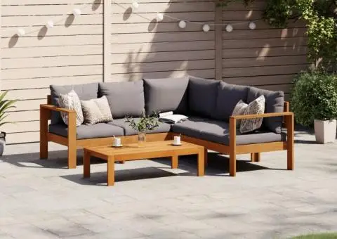 Set canapele de grădină cu perne, 4 piese, lemn masiv de acacia - 1/5