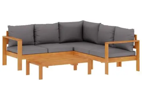 Set canapele de grădină cu perne, 4 piese, lemn masiv de acacia - 2/5