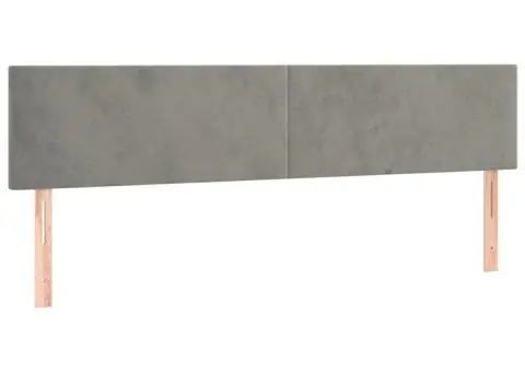 Tăblie de pat cu LED, gri deschis, 180x5x78/88 cm, catifea - 4/5