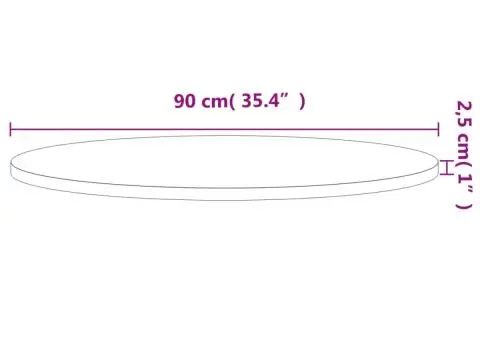 Blat de masă rotund, Ø90x2,5 cm, lemn masiv de fag - 4/5