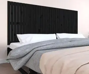 vidaXL Tăblie de pat pentru perete, negru, 204x3x90 cm, lemn masiv pin
