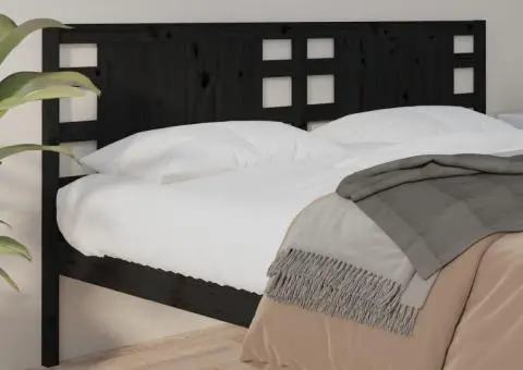 Tăblie de pat, negru, 166x4x100 cm, lemn masiv de pin - 1/5