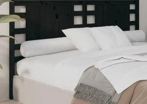 Tăblie de pat, negru, 166x4x100 cm, lemn masiv de pin - 4/5