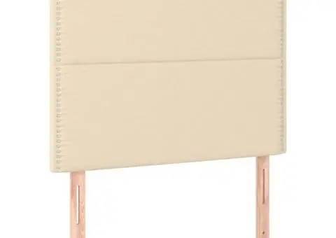 Tăblie de pat cu LED, crem, 80x5x118/128 cm, textil - 4/5