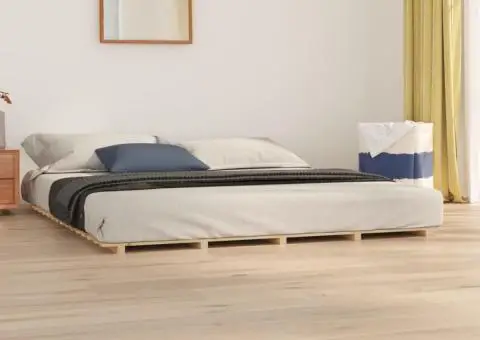 Cadru de pat, 200x200 cm, lemn masiv de pin - 1/5