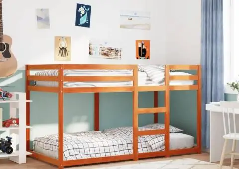 Pat supraetajat, maro ceruit, 90x190 cm, lemn masiv de pin - 1/5