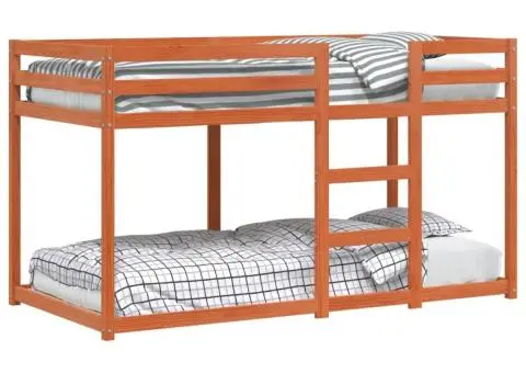 Pat supraetajat, maro ceruit, 90x190 cm, lemn masiv de pin - 2/5