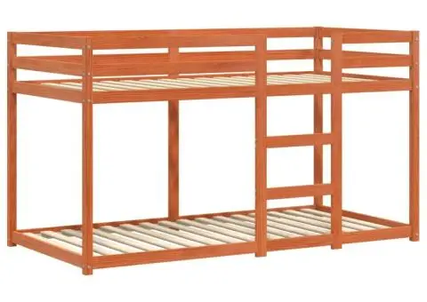 Pat supraetajat, maro ceruit, 90x190 cm, lemn masiv de pin - 3/5