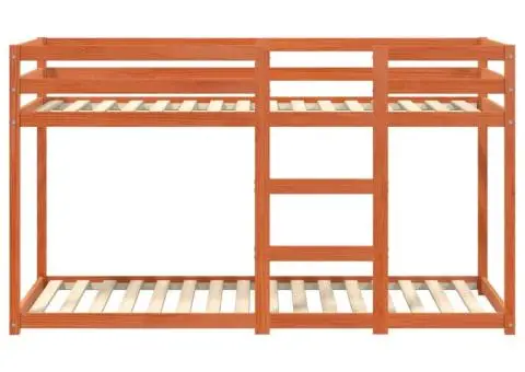 Pat supraetajat, maro ceruit, 90x190 cm, lemn masiv de pin - 4/5