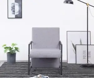 vidaXL Fotoliu cu picioare cromate, gri deschis, textil