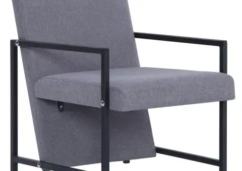 Fotoliu cu picioare cromate, gri deschis, textil - 2/5