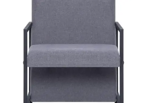 Fotoliu cu picioare cromate, gri deschis, textil - 3/5