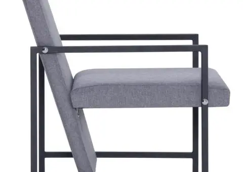 Fotoliu cu picioare cromate, gri deschis, textil - 4/5