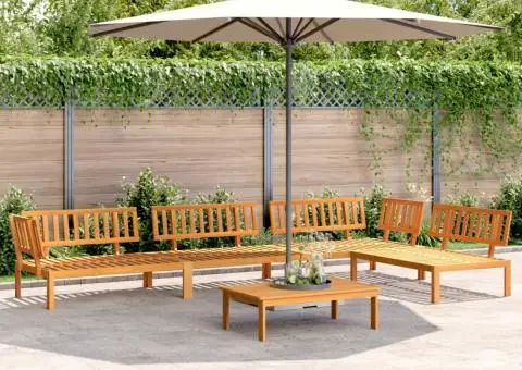 Set canapea grădină din paleți, 5 piese, lemn masiv de acacia - 1/5