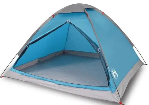 Cort de camping cupolă pentru 2 persoane, albastru, impermeabil - 2/5