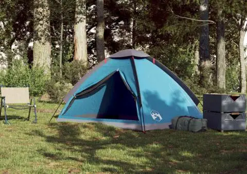 Cort de camping cupolă pentru 2 persoane, albastru, impermeabil - 4/5