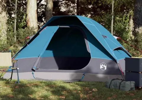 Cort de camping cupolă pentru 2 persoane, albastru, impermeabil - 1/5