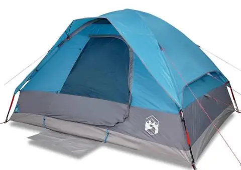 Cort de camping cupolă pentru 2 persoane, albastru, impermeabil - 2/5