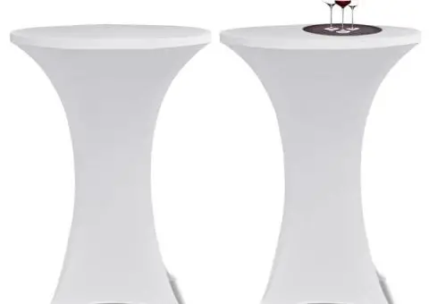 Husă de masă cu picior Ø80 cm, 2 buc., alb, elastic - 1/5