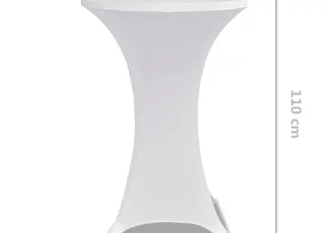 Husă de masă cu picior Ø80 cm, 2 buc., alb, elastic - 5/5