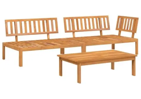 Set canapea grădină din paleți, 3 piese, lemn masiv de acacia - 2/5