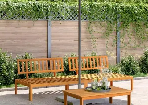 Set canapele mijloc paleți de grădină 2 buc. lemn masiv acacia - 1/5