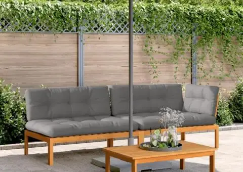 Set canapele grădină cu perne din paleți, 3 piese, lemn acacia - 1/5