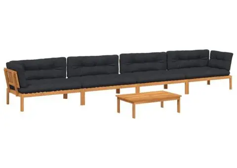 Set canapele de grădină cu perne din paleți 5 piese lemn acacia - 2/5