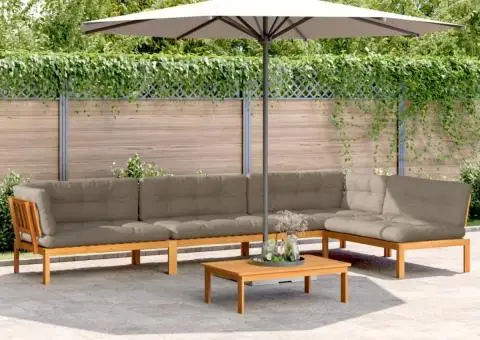 Set canapele de grădină cu perne din paleți 5 piese lemn acacia - 1/5