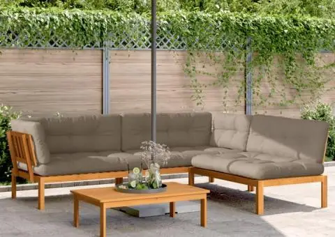 Set canapele de grădină cu perne din paleți 4 piese lemn acacia - 1/5