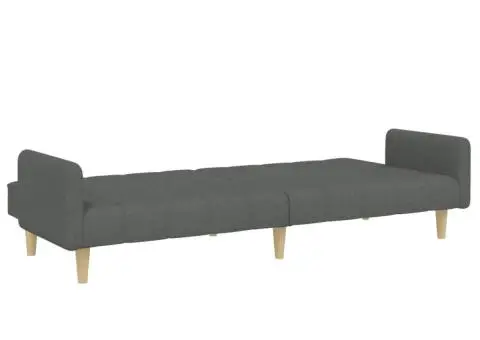 Canapea extensibilă cu taburet, 2 locuri, gri închis, textil - 5/5