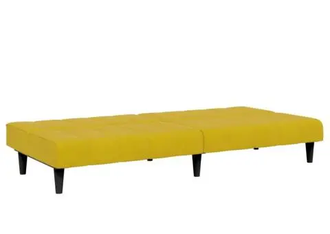 Canapea extensibilă cu taburet, 2 locuri, galben, catifea - 5/5