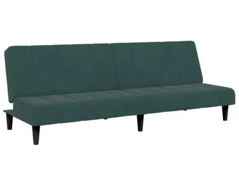 Canapea extensibilă cu taburet, 2 locuri, verde închis, catifea - 4/5