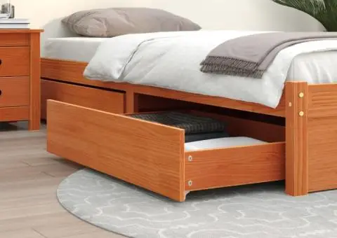 Sertare pentru pat, 4 buc., maro ceruit, lemn masiv pin - 1/5