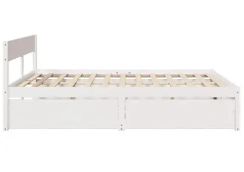 Cadru de pat fără saltea, alb, 200x200 cm, lemn masiv pin - 5/5