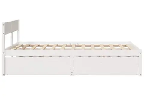 Cadru de pat fără saltea, alb, 120x190 cm, lemn masiv pin - 5/5