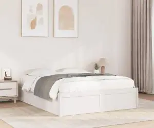 vidaXL Cadru de pat fără saltea, alb, 140x190 cm, lemn masiv de pin