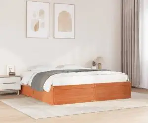 vidaXL Cadru de pat fără saltea, maro ceruit 180x200 cm lemn masiv pin