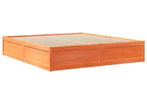 Cadru de pat fără saltea, maro ceruit 180x200 cm lemn masiv pin - 3/5