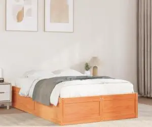vidaXL Cadru pat fără saltea, maro ceruit, 120x190 cm, lemn masiv pin