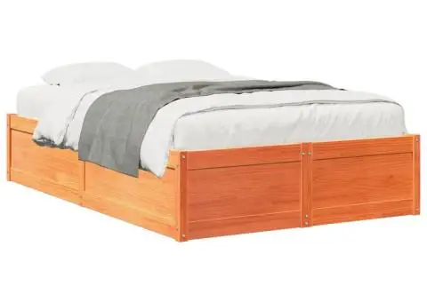 Cadru pat fără saltea, maro ceruit, 120x190 cm, lemn masiv pin - 2/5