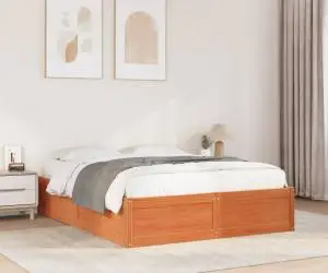 vidaXL Cadru de pat fără saltea, maro ceruit 140x200 cm lemn masiv pin