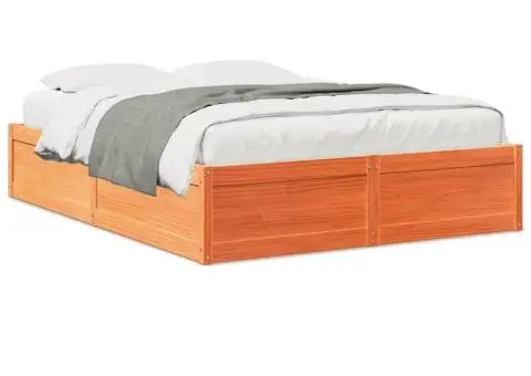 Cadru de pat fără saltea, maro ceruit 140x200 cm lemn masiv pin - 2/5