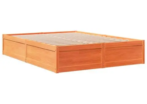 Cadru de pat fără saltea, maro ceruit 140x200 cm lemn masiv pin - 3/5