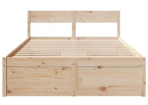Cadru de pat fără saltea, 140x190 cm, lemn masiv de pin - 4/5