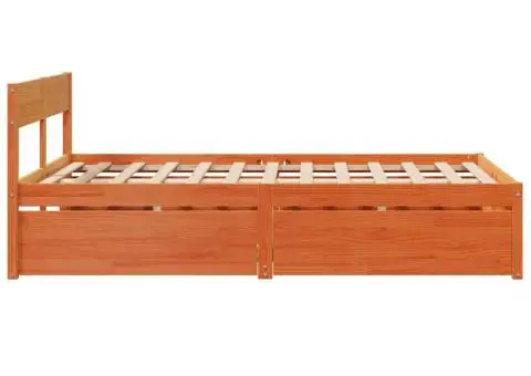 Cadru pat fără saltea, maro ceruit, 140x190 cm, lemn masiv pin - 5/5